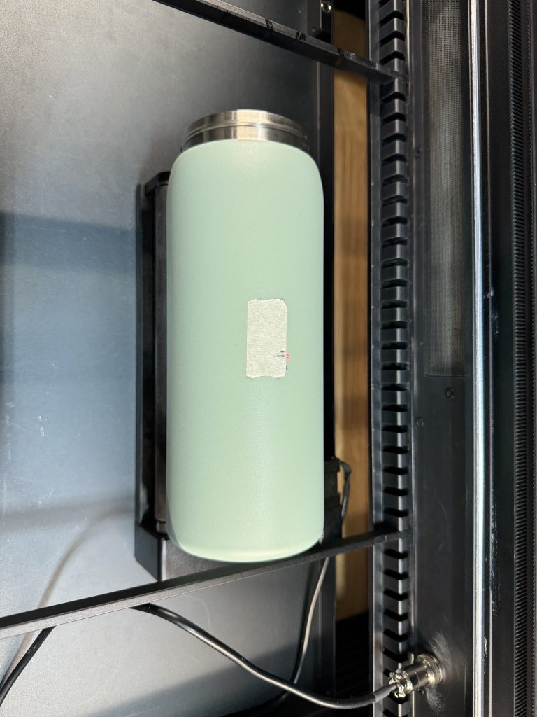 Water bottle in the laser