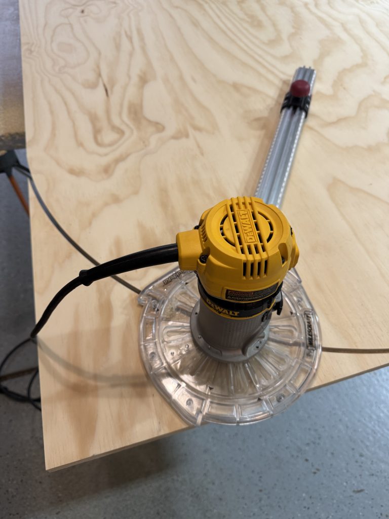 Radius cuts with my Milescraft Circle Guide and Dewalt trim router.