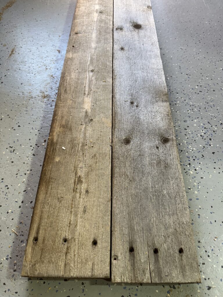 These boards from the sides of the sandboxes became the countertops of the mud kitchens.